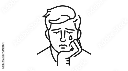 Depression man icon symbol, line, solid. gentleman feeling unhappy, sad, upset and lonely sit on chair. Man still Tired and hopeless expression. Vector illustration. Design on white background.