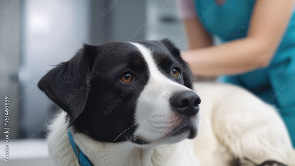 Dog sitting in the veterinarian's office. Veterinary Day Concept. Dog sitting in the veterinarian's office. Veterinary Day Concept.