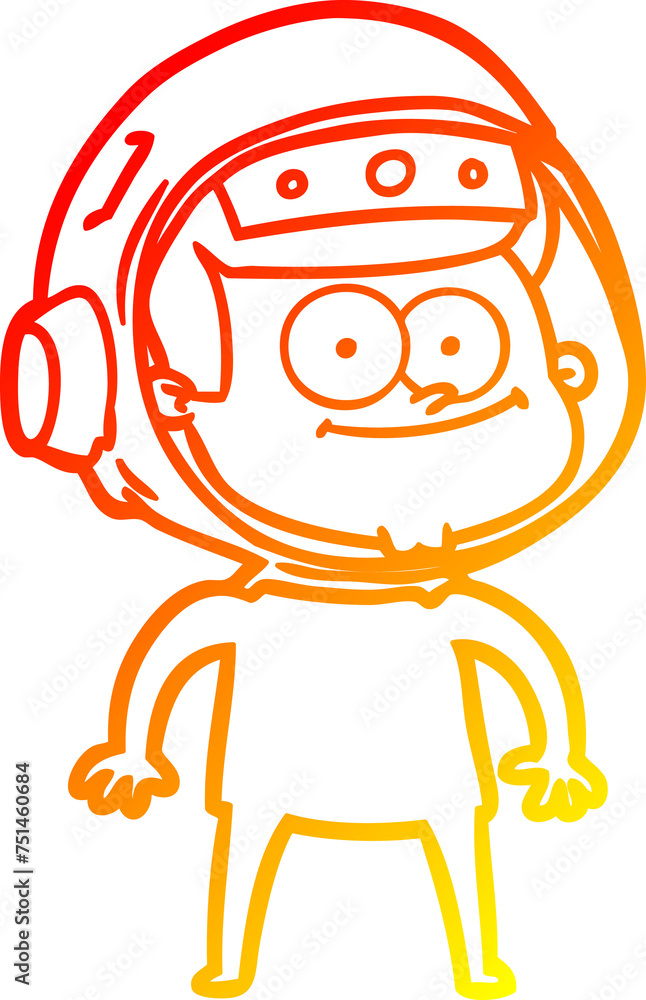 warm gradient line drawing happy astronaut cartoon warm gradient line drawing happy astronaut cartoon