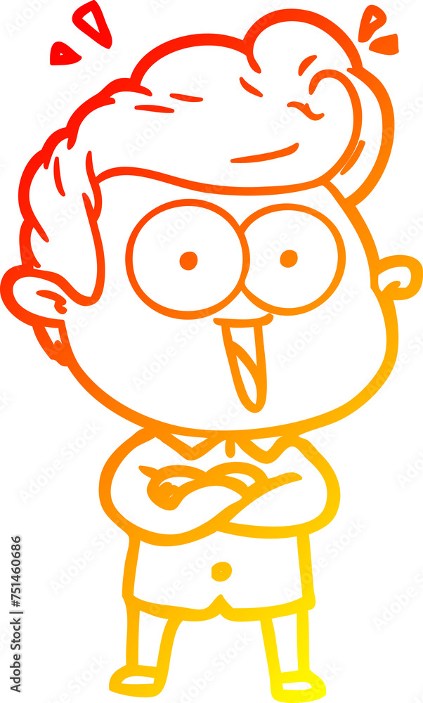 Obraz premium warm gradient line drawing cartoon excited man