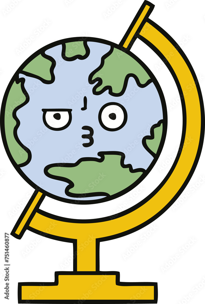 cute cartoon globe of the world