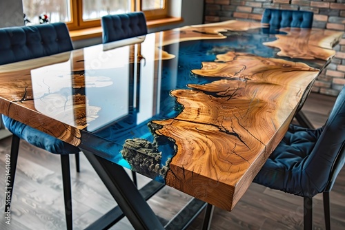 Wooden Table with Epoxy Resin Finish