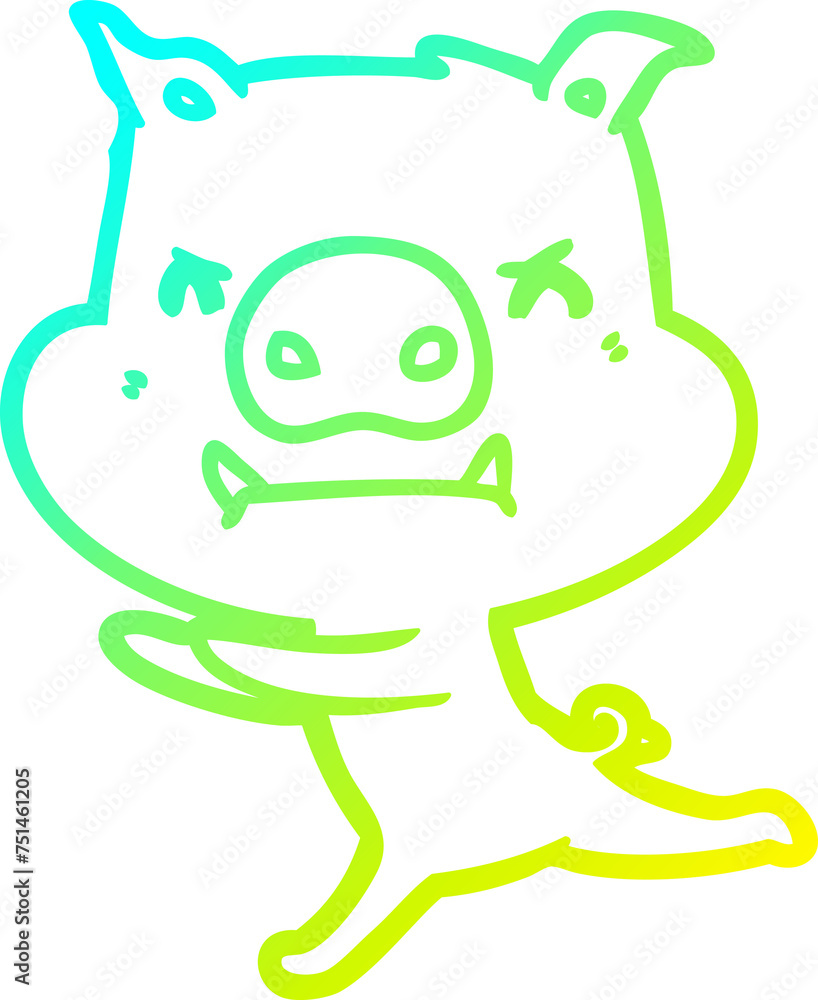 cold gradient line drawing angry cartoon pig cold gradient line drawing angry cartoon pig
