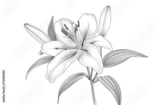 Minimalist Hand-Drawn White Lily Illustration