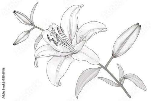 Minimalist Hand-Drawn White Lily Illustration