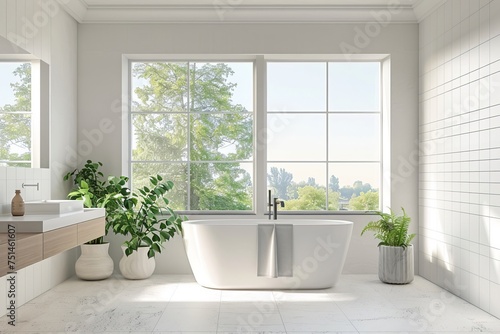 White Bathroom with Large Window © Darya Pol
