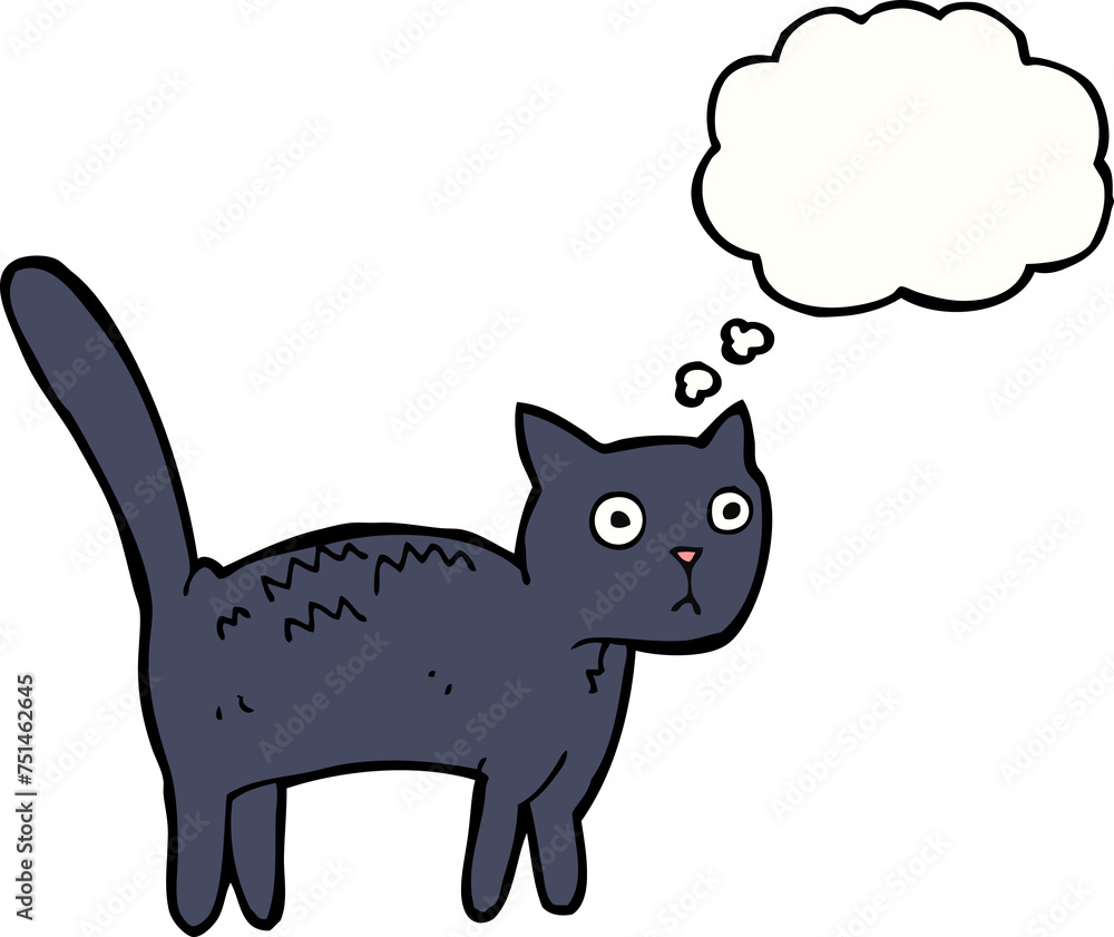 cartoon frightened cat with thought bubble cartoon frightened cat with thought bubble