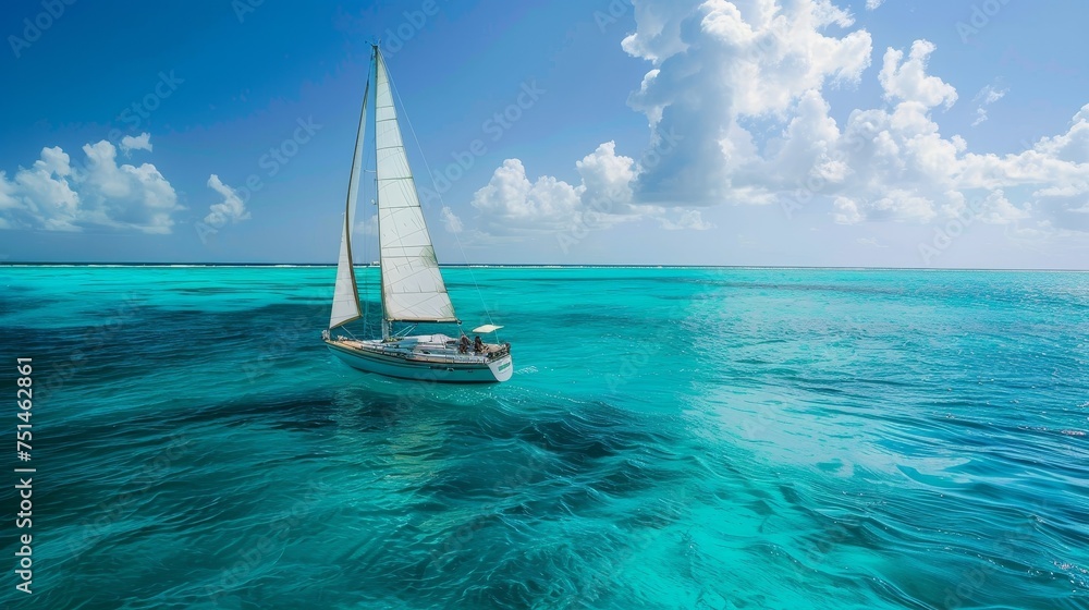 a sailboat sailing in the caribbean sea