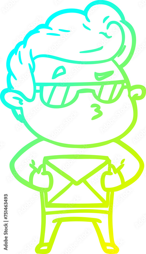 Obraz premium cold gradient line drawing cartoon cool guy