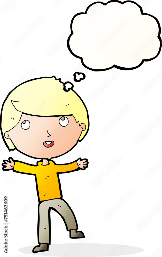 cartoon happy boy with thought bubble cartoon happy boy with thought bubble