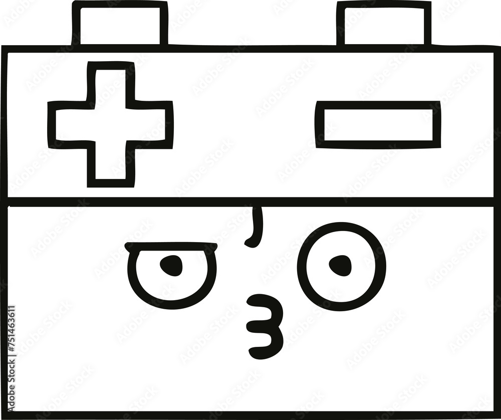 Obraz premium line drawing cartoon car battery