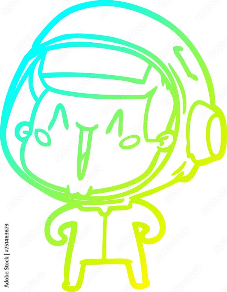 cold gradient line drawing happy cartoon astronaut cold gradient line drawing happy cartoon astronaut