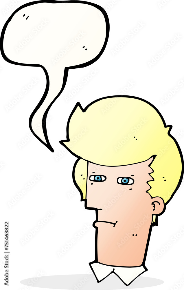 cartoon man narrowing eyes with speech bubble cartoon man narrowing eyes with speech bubble