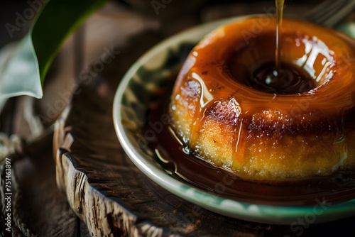 Pudim de leite, or milk pudding. traditional sweet dessert food also kwown as flan photo