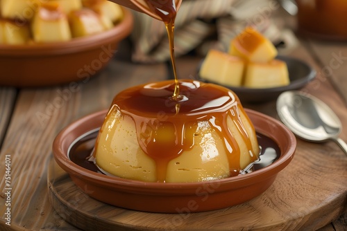 Pudim de leite, or milk pudding. traditional sweet dessert food also kwown as flan
