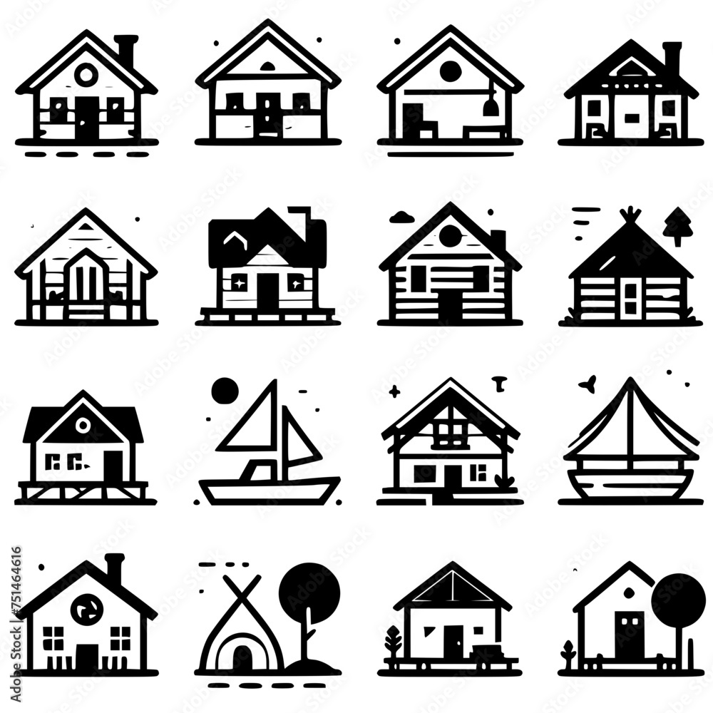 set of houses icons set of houses icons
