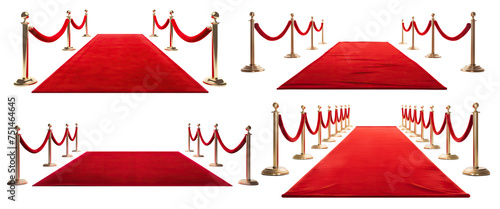 Set of red carpets, cut out photo