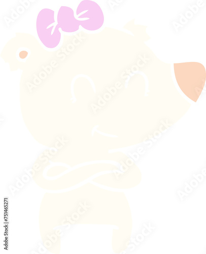 female polar bear flat color style cartoon