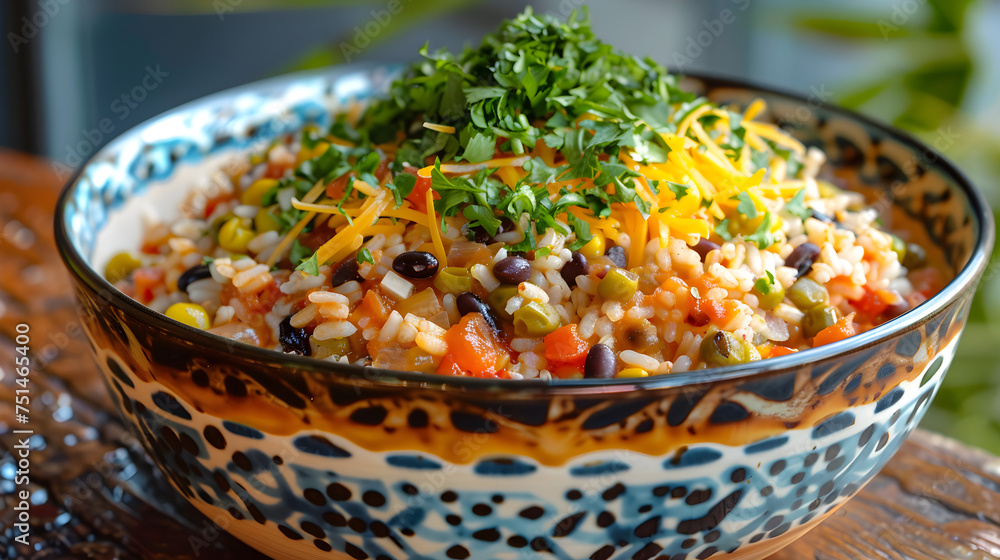 Fresh vegetarian burrito bowl with organic ingredients Fresh vegetarian burrito bowl with organic ingredients