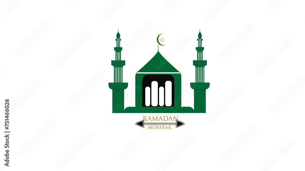 islamic icon illustration of a mosque with white background