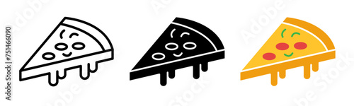 Gourmet Flatbread Line Icon. Delicacy Wedge icon in outline and solid flat style.