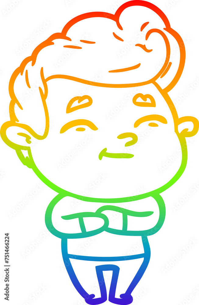 rainbow gradient line drawing happy cartoon man rainbow gradient line drawing happy cartoon man