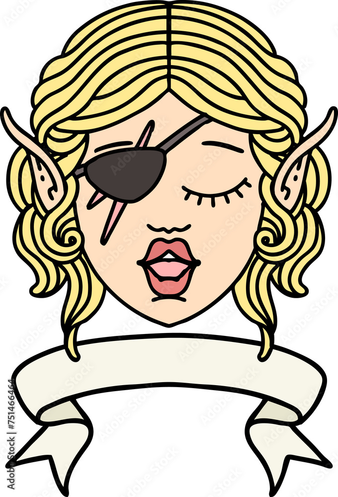 elf rogue character face with banner illustration elf rogue character face with banner illustration