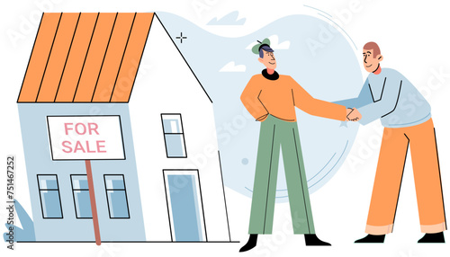 Buying and choosing housing. Vector illustration The choice between renting and buying depended on individual circumstances The vector illustration showcased different types residential properties