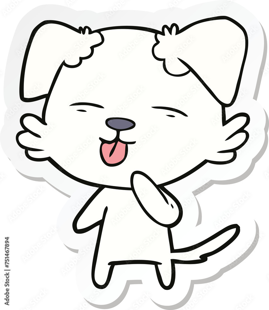 sticker of a cartoon dog sticking out tongue sticker of a cartoon dog sticking out tongue