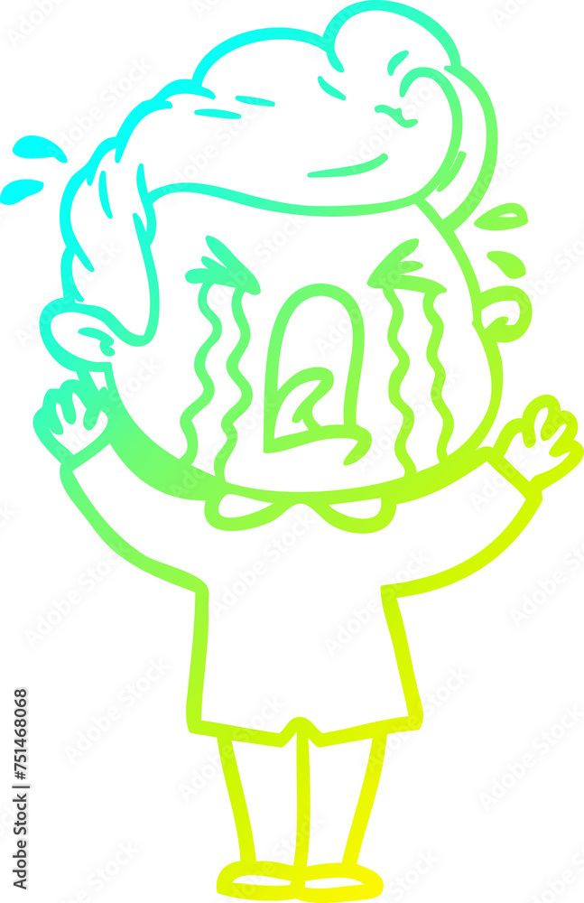 cold gradient line drawing cartoon crying man cold gradient line drawing cartoon crying man
