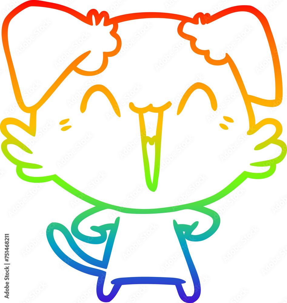 rainbow gradient line drawing happy little dog cartoon rainbow gradient line drawing happy little dog cartoon
