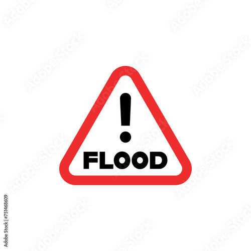 Flood alert sign vector icon. triangular warning sign due to extreme weather conditions 