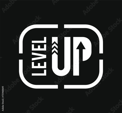 Modern Level Up Typography Logo design. level up text arrow negative space. vector illustration