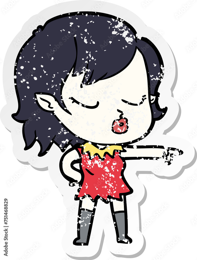 distressed sticker of a cute cartoon vampire girl distressed sticker of a cute cartoon vampire girl