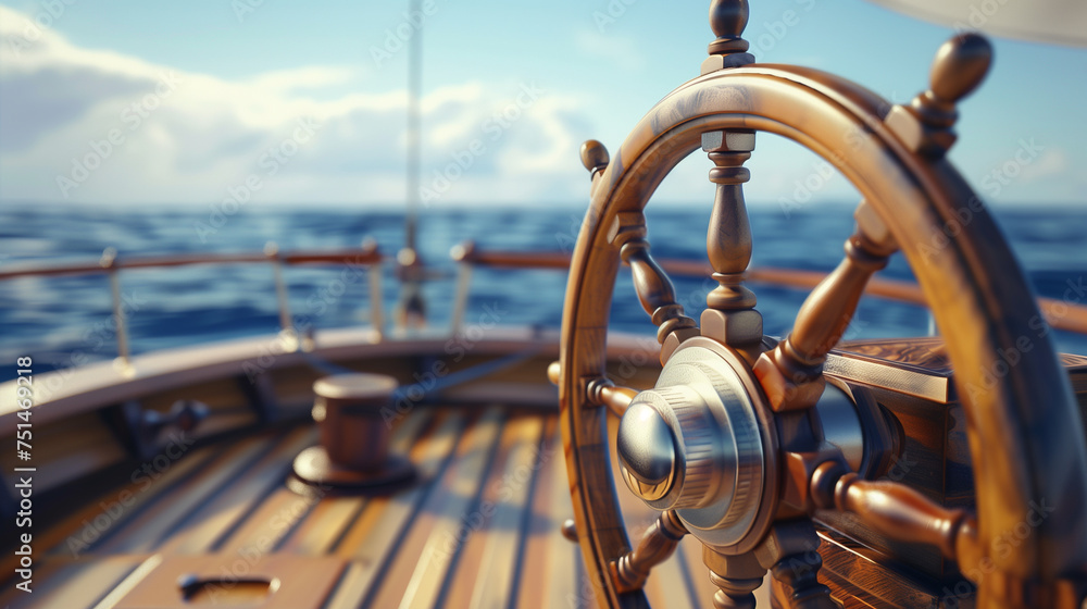 yacht steering wheel ship's helm sea travel  