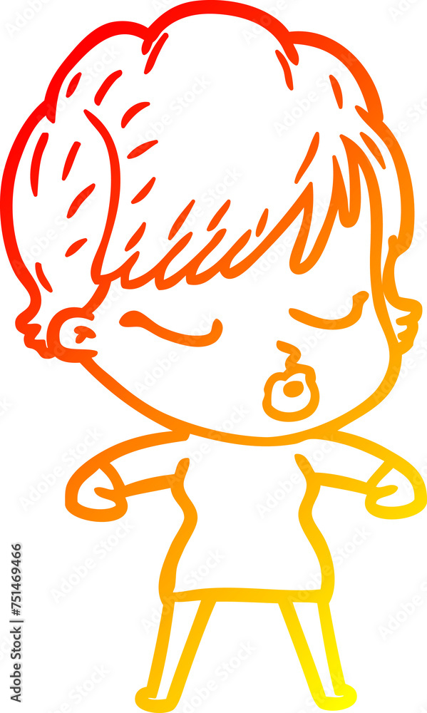 warm gradient line drawing cartoon woman with eyes shut warm gradient line drawing cartoon woman with eyes shut