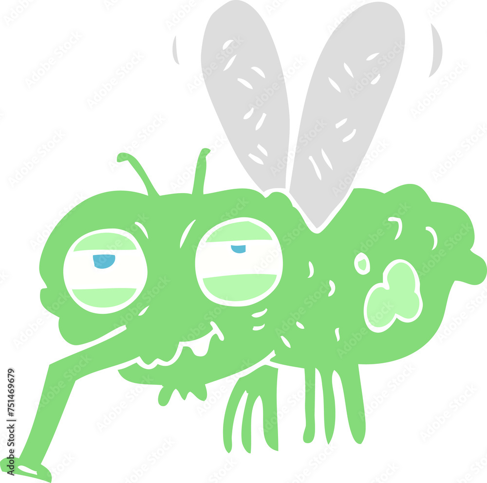 flat color illustration of a cartoon fly flat color illustration of a cartoon fly