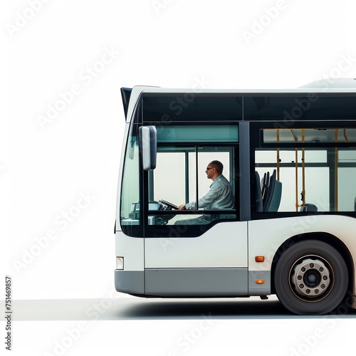 bus driver side view, isolated on white