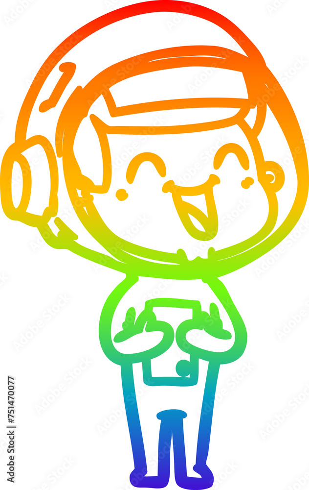 rainbow gradient line drawing happy cartoon astronaut rainbow gradient line drawing happy cartoon astronaut