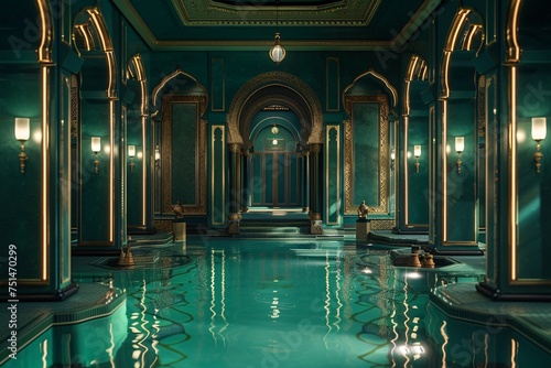 a pool in a room photo