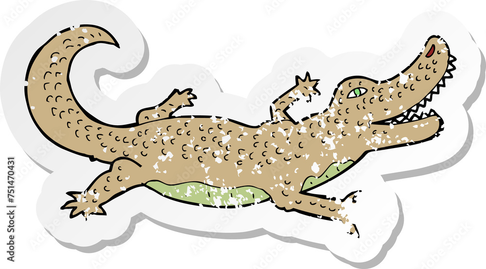 Fototapeta premium retro distressed sticker of a cartoon crocodile
