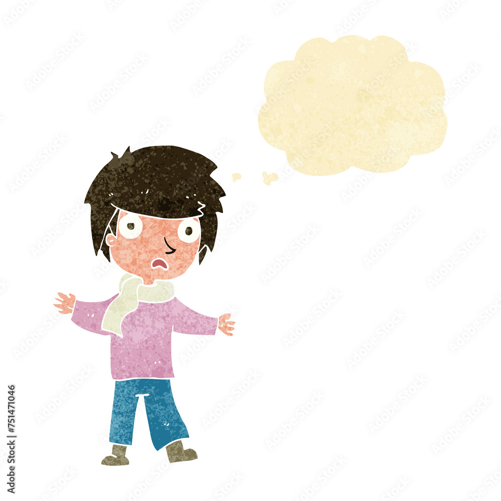 cartoon unhappy boy with thought bubble cartoon unhappy boy with thought bubble