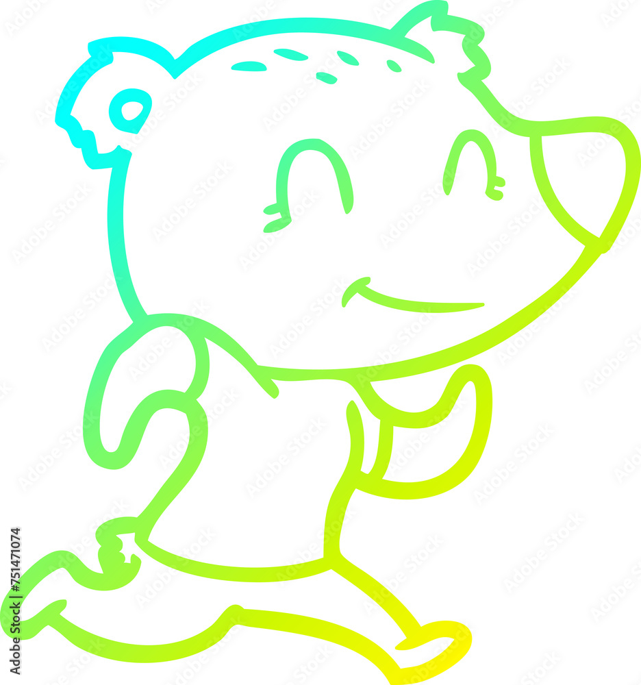 Fototapeta premium cold gradient line drawing healthy runnning bear cartoon