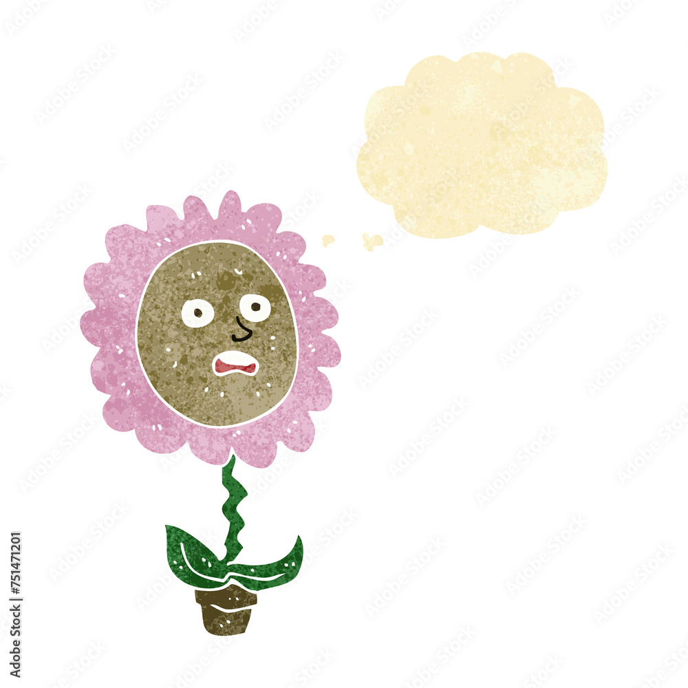 cartoon flower with face with thought bubble cartoon flower with face with thought bubble