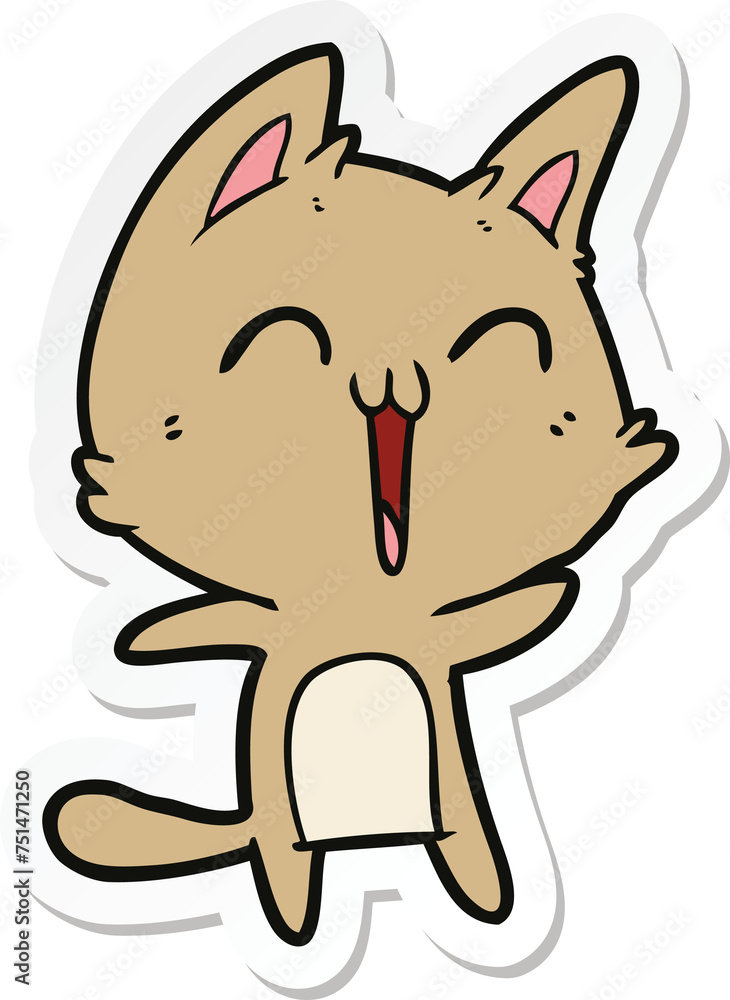sticker of a happy cartoon cat sticker of a happy cartoon cat