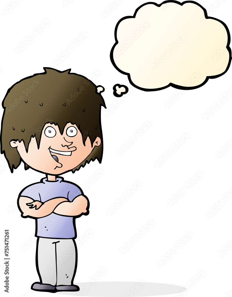 cartoon happy man with thought bubble cartoon happy man with thought bubble