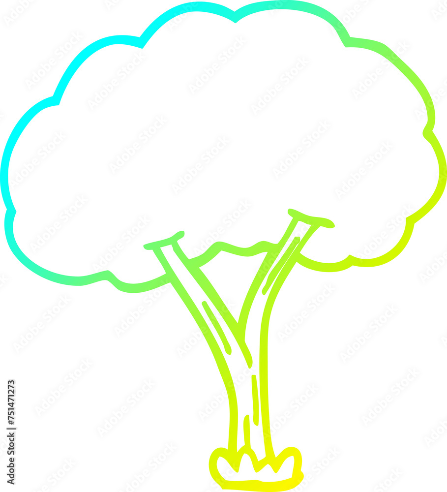 cold gradient line drawing cartoon blooming tree cold gradient line drawing cartoon blooming tree