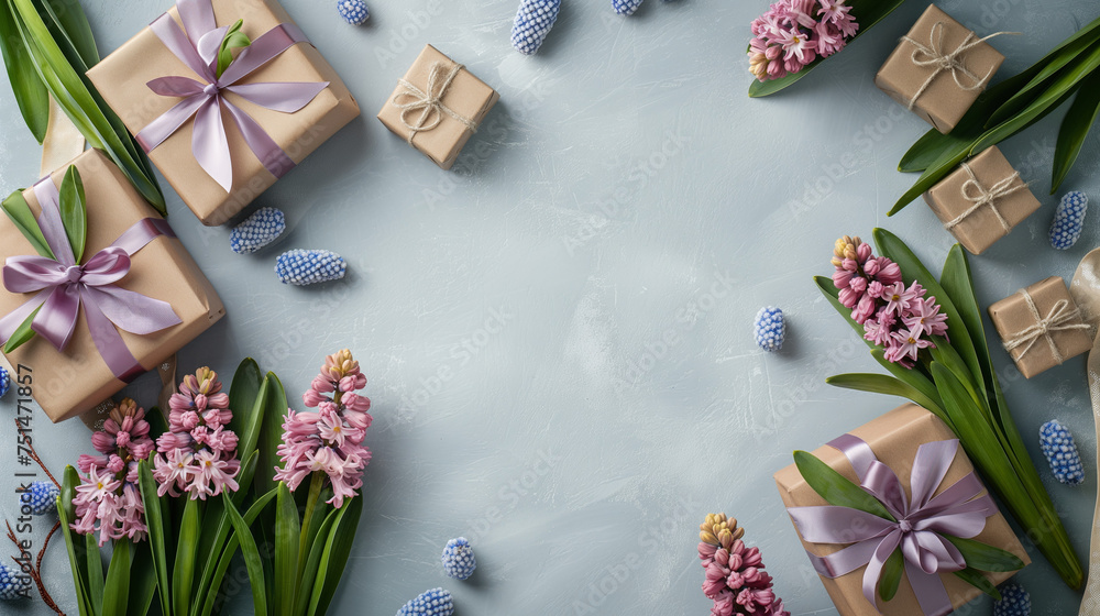 Happy Birthday Setup Concept Top View Composition Featuring Table With