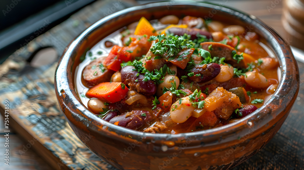 Hearty homemade bean stew with vegetables Hearty homemade bean stew with vegetables