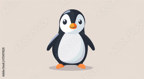 Penguin, illustration and digital art of an animal isolated on a background for poster, post card or printing. Cute, creative and drawing of a cartoon character for wallpaper, canvas and decoration © ChanelBot/Peopleimages - AI